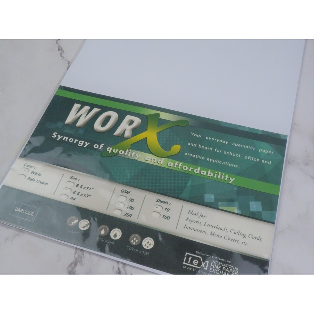 Worx Vellum Board 200 gsm 8.5X11 Inches (100 sheets / pack) Shopee