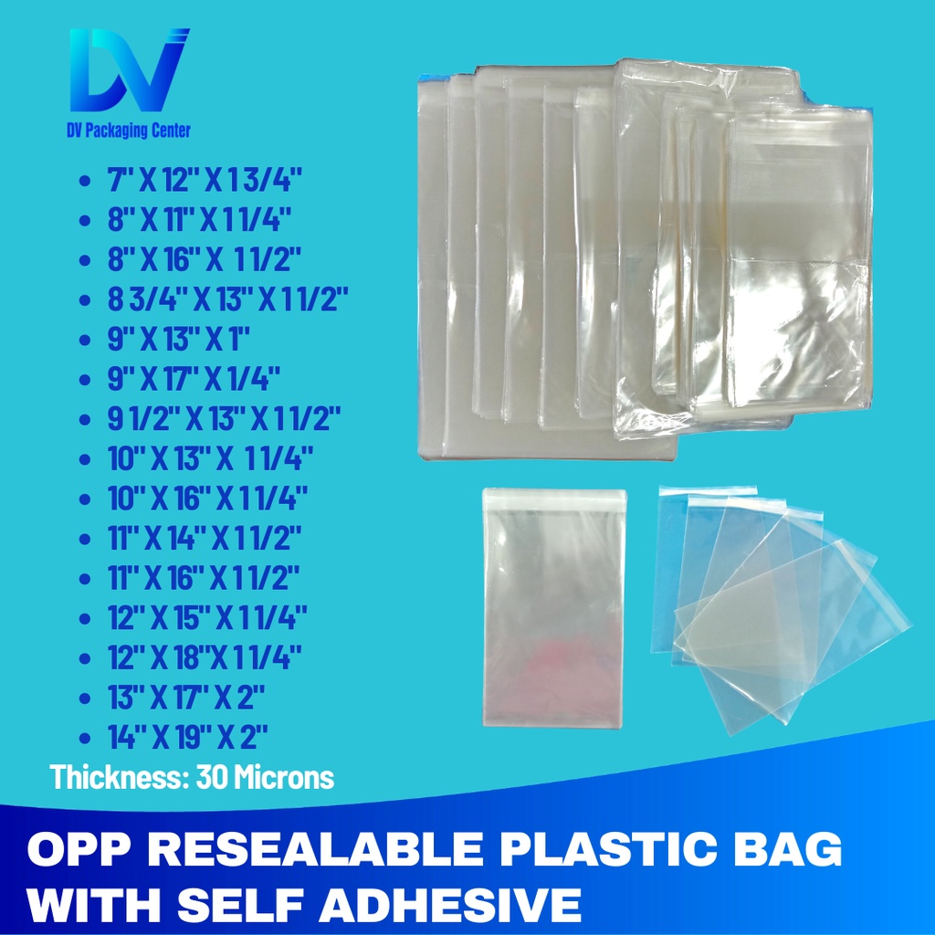 OPP RESEALABLE PLASTIC BAG WITH SELF ADHESIVE (1 PACK X 100PCS