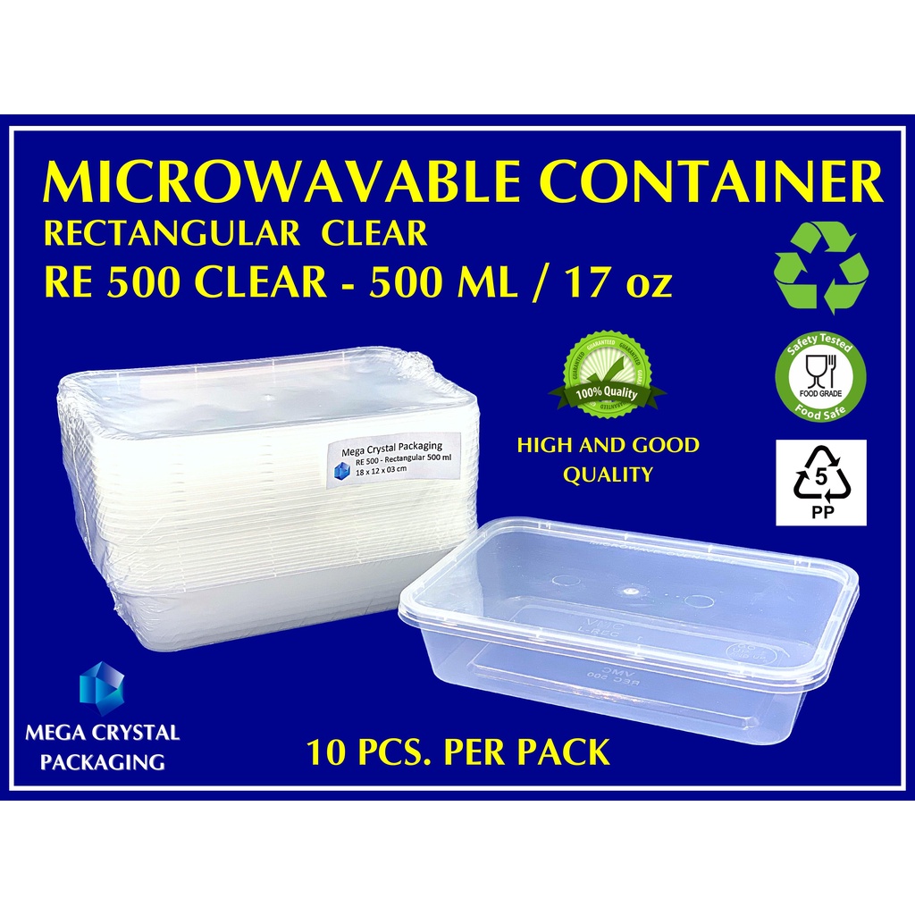 Microwavable Container RE 500 Rectangular 500 ml Clear ( 10 Pcs. Per