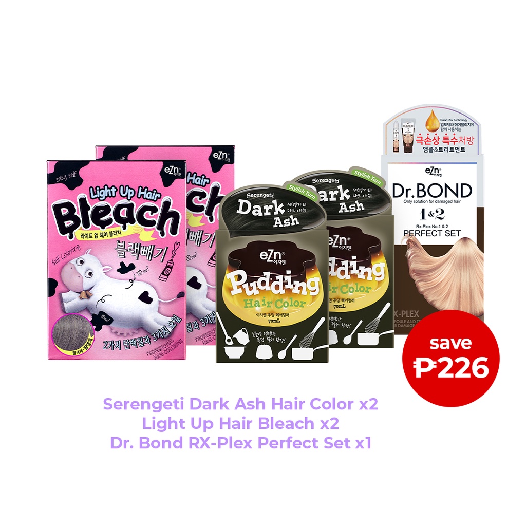 eZn Pudding Hair Color 2 pc Serengeti Dark Ash with Bleach and Hair