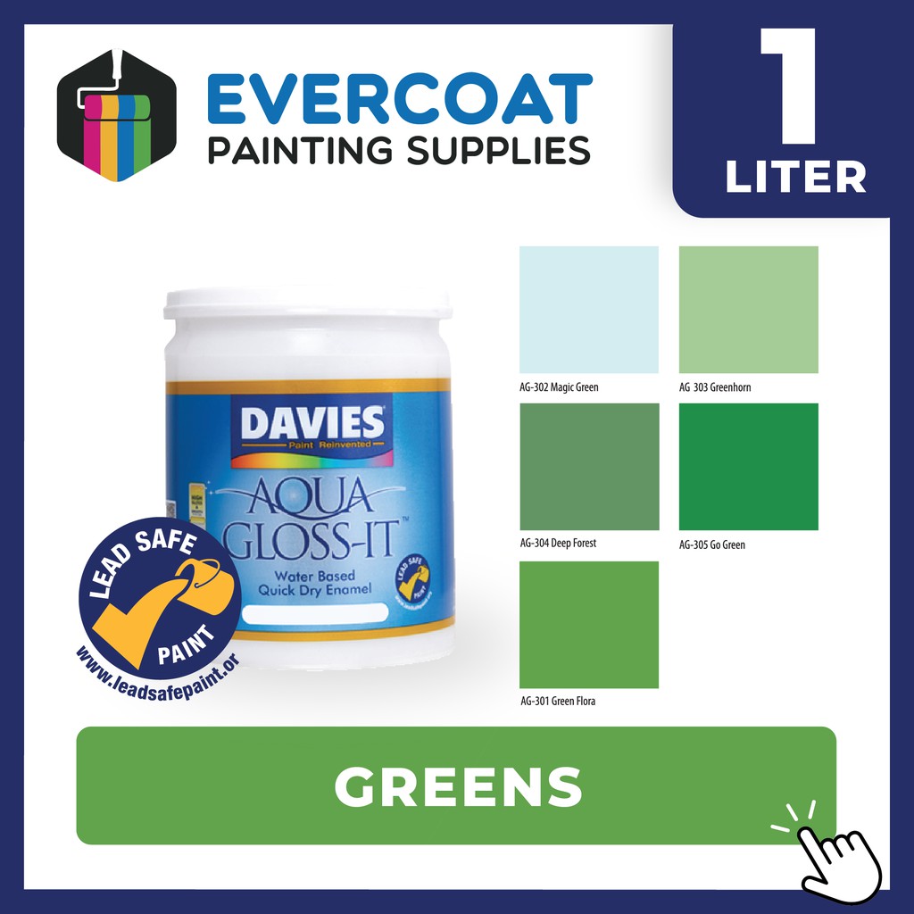 Davies Paints Aqua GlossIt 1Liter (Greens) Shopee Philippines