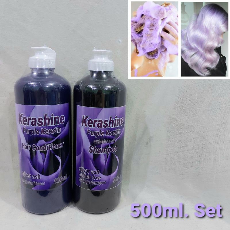 500ml.Kerashine Keratin Purple Toning Shampoo and Conditioner Shopee