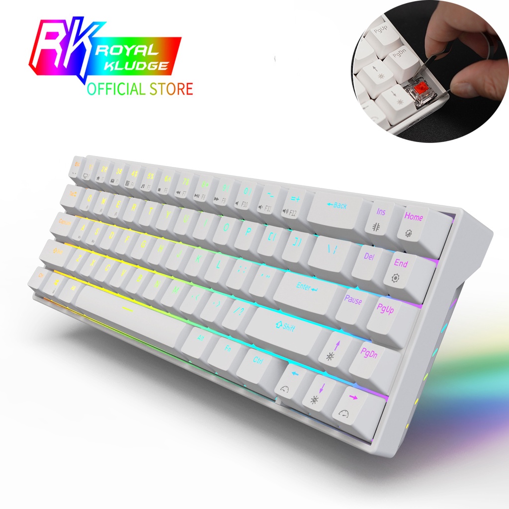 Only RK Official Store RK71 Wireless/Wired RGB Mechanical Keyboard , 71 Keys Bluetooth Hot