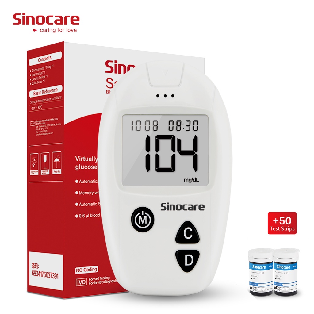Sinocare SafeAccu Kit Diabetic Blood Sugar Monitor Shopee