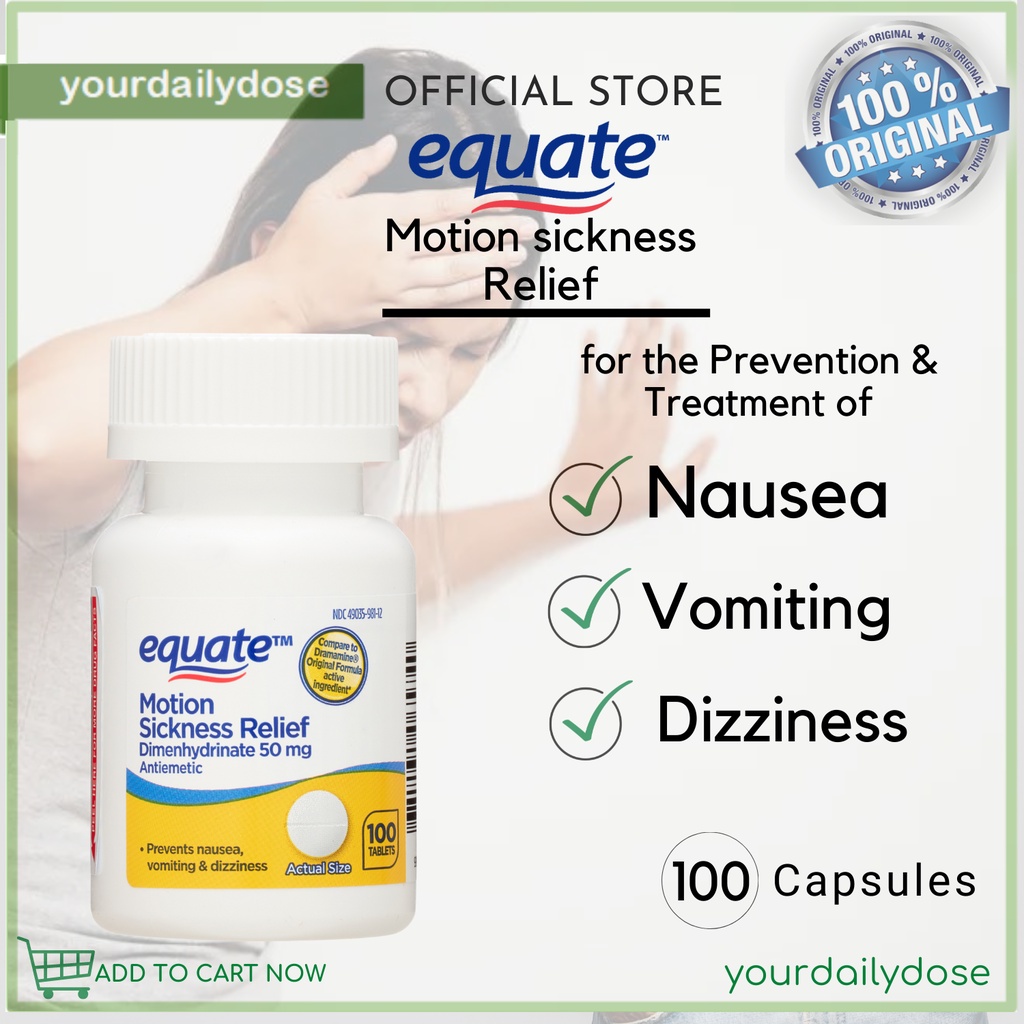 Equate FastActing Motion Sickness Relief Dimenhydrinate Tablets, 50 mg