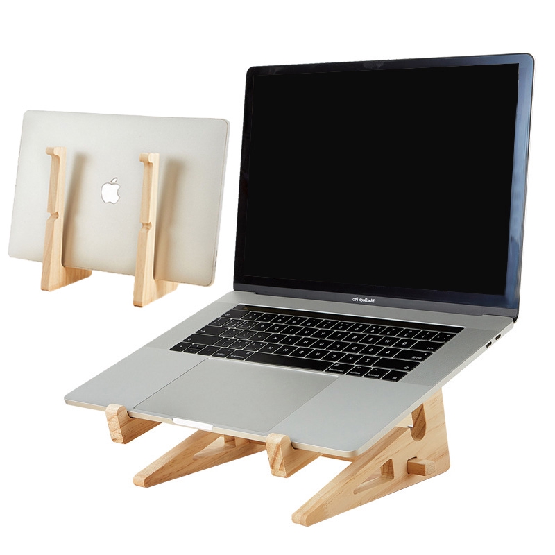 Newest 2 in 1 Wood Laptop Stand Holder Increased Height Storage stand