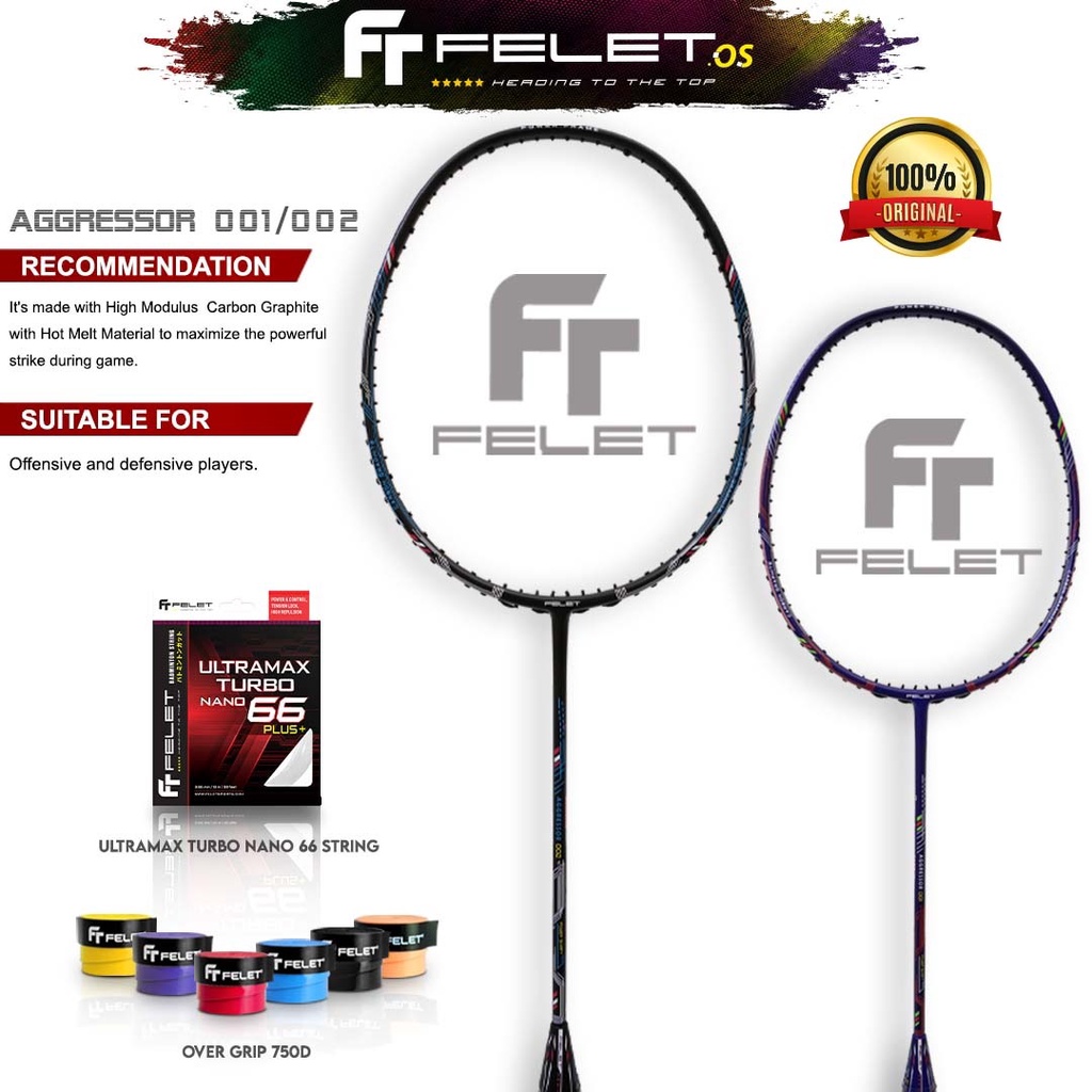 FELET AGGRESSOR 001 & AGGRESSOR 002 Badminton RacquetRackets 4U