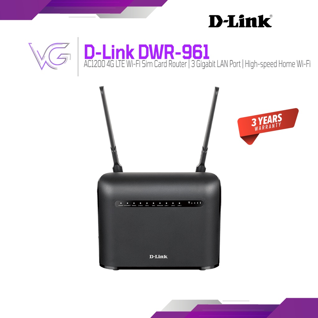 DLink DWR961 AC1200 Dual Band 4G Gigabit Lan Wireless Router with Sim