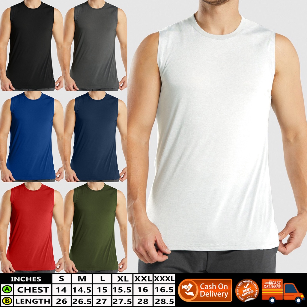 MUSCLE TEE SANDO COTTON SPANDEX FOR MEN SND PLAIN Pambahay / Pang