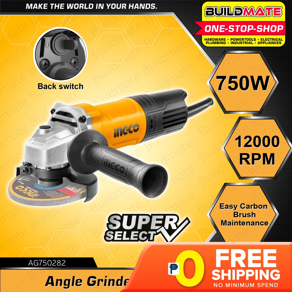 [FREE SHIPPING] INGCO INDUSTRIAL Angle Grinder 750W SUPER SELECT AG750282 •BUILDMATE IPT