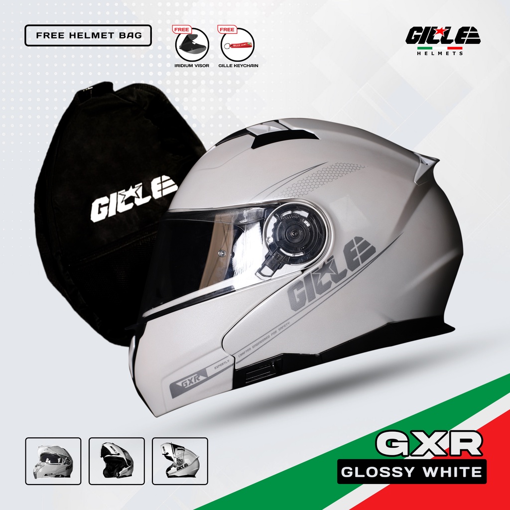 Gille GXR Modular Dual Visor Motorcycle w/ free Waterproof Helmet Bag