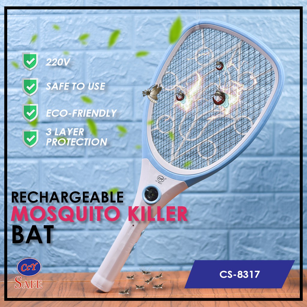 Rechargeable Electronic Mosquito Bat with Light Swatter CS8317 (Color May Vary) Shopee