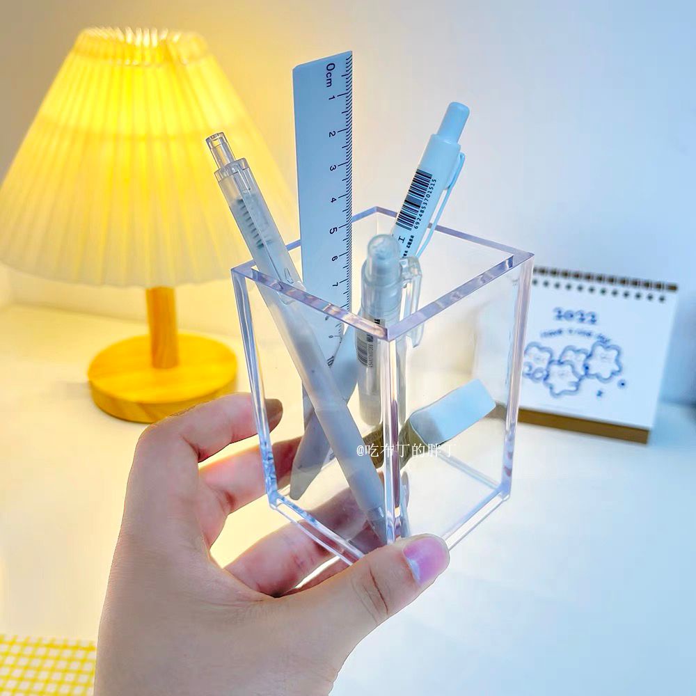 (New)Transparent Acrylic Pen Holder Aesthetic Pen Holder Stationery