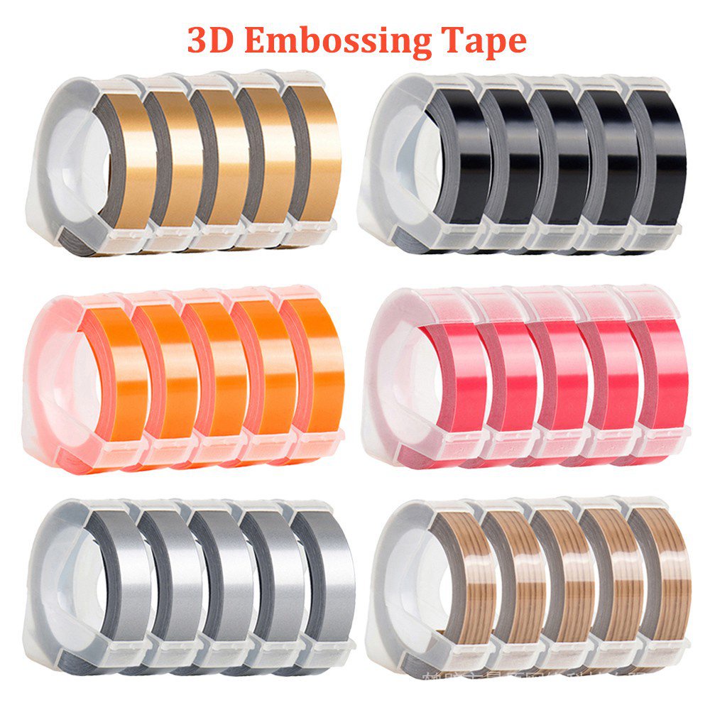 5Rolls Embossing Label Tape 9Mm*3M 3D Plastic Embossing Tapes