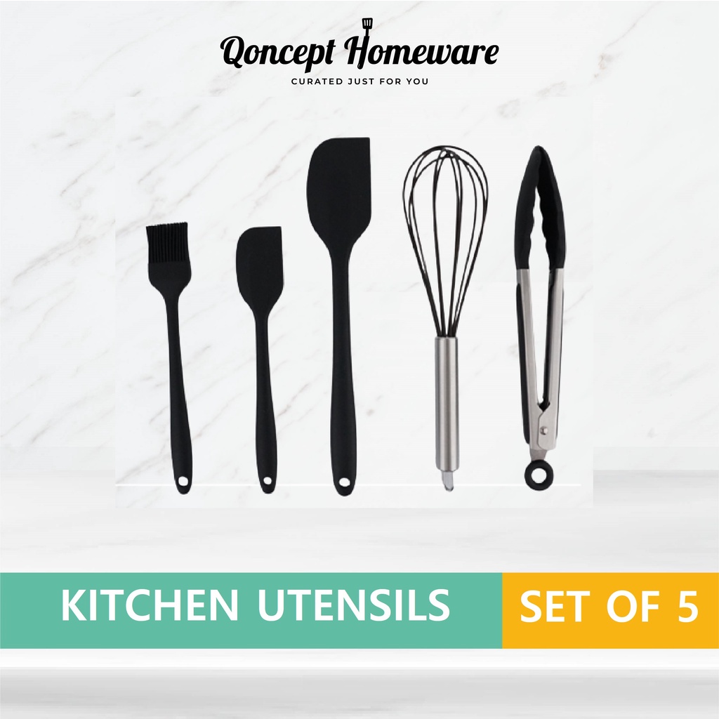 Qoncept Homeware Cooking Utensils 5PCS Silicone Kitchen Utensils Set Shopee Philippines
