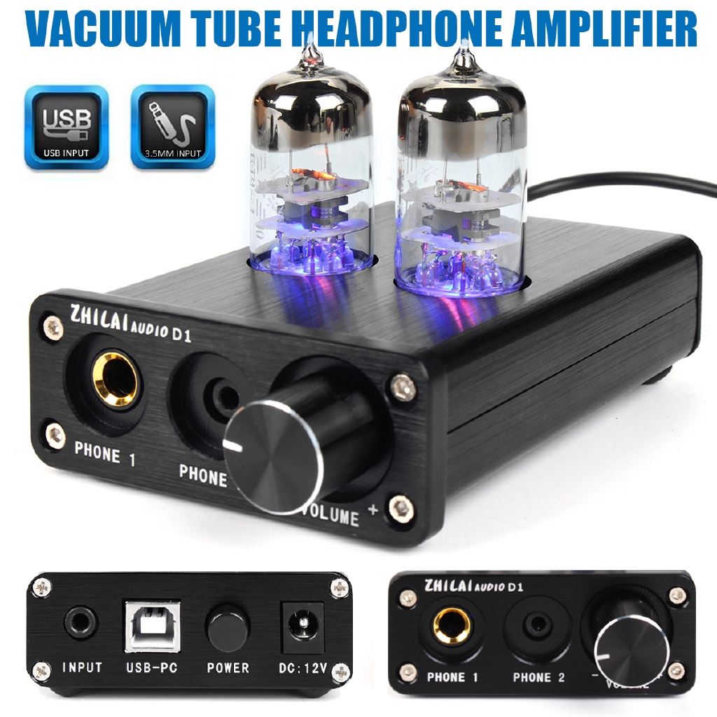 6J9 Vacuum Tube Headphone Amplifier USB DAC Stereo Audio HiFi Amp