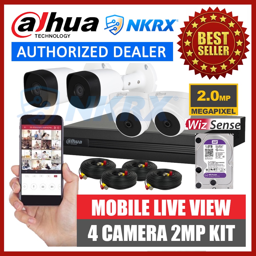 Dahua Package Wizsense 4 Camera 4CH 2MP 1080P DIY CCTV Package DHKIT