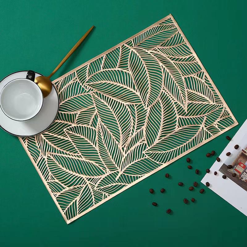 Leaf Placemat PVC Elegant Placemat for Dining Table Hollow Pads Table