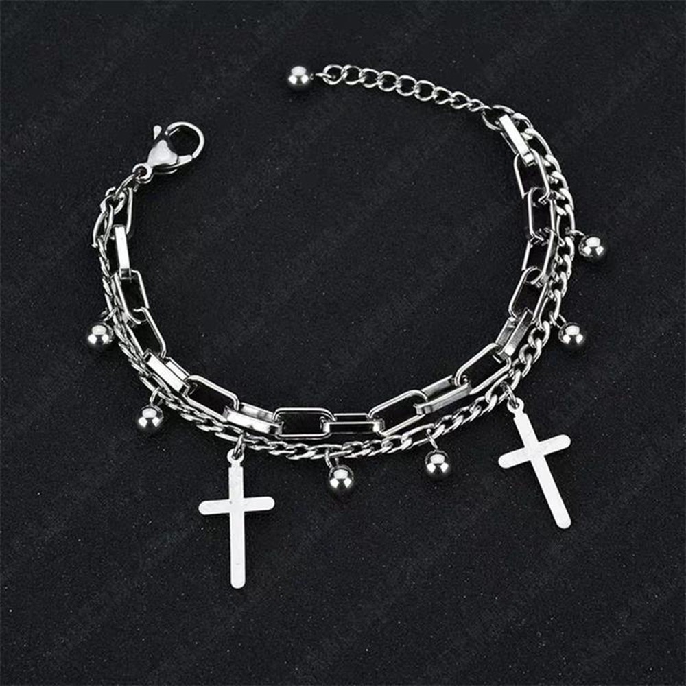 Korean Cross Double Bracelet Niche Retro Punk Jumping Couple Lovers