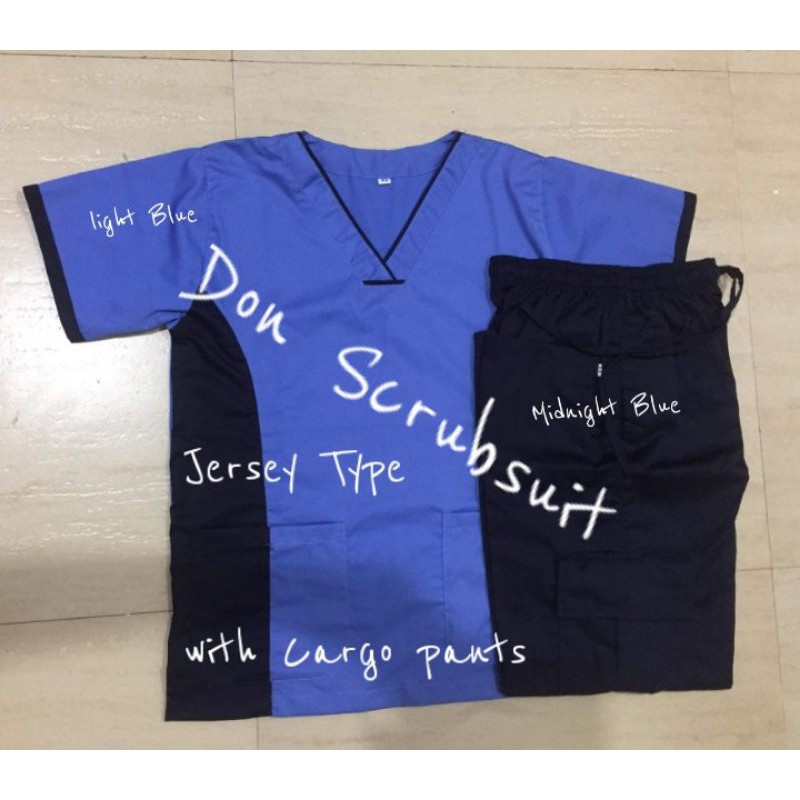 SCRUBSUIT LIGHT blue jersey cargo pants and non cargo