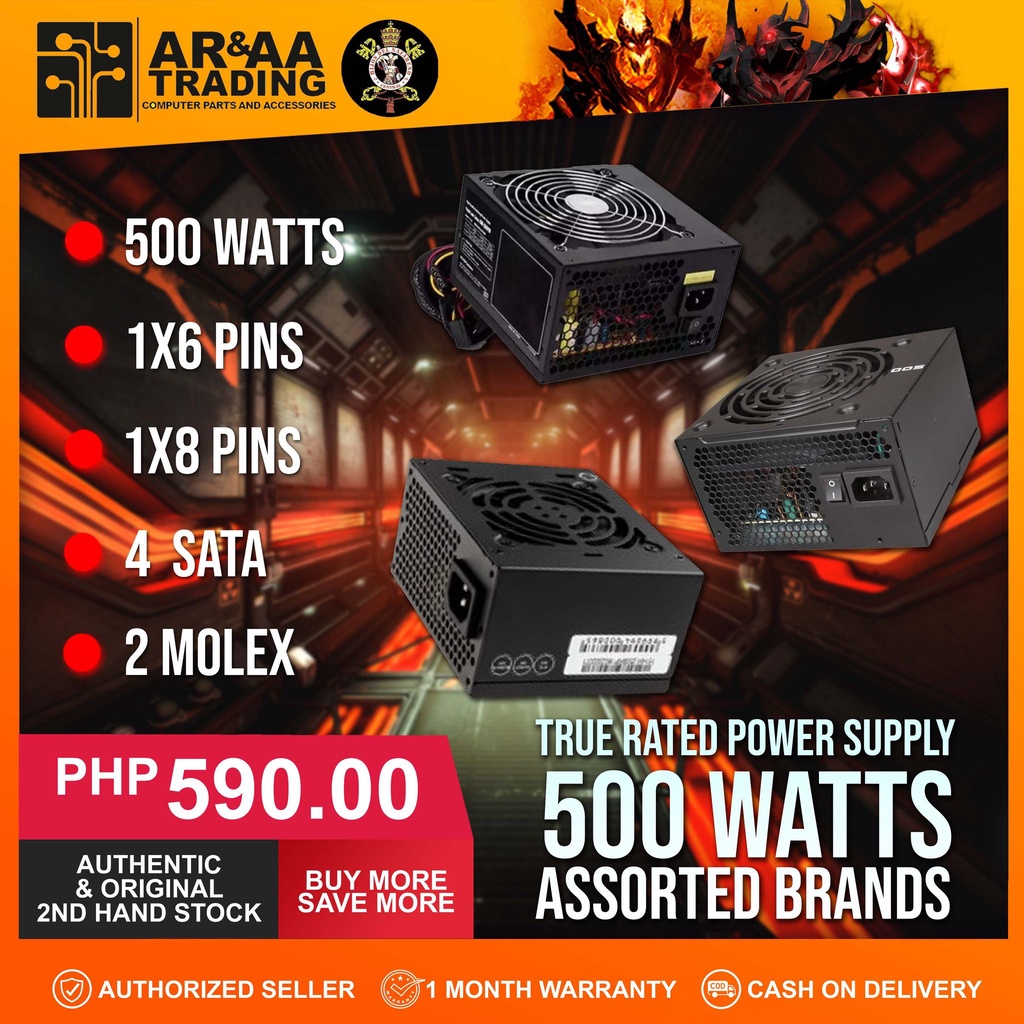 True Rated PSU 500 Watts Assorted Brand Power Supply Shopee Philippines