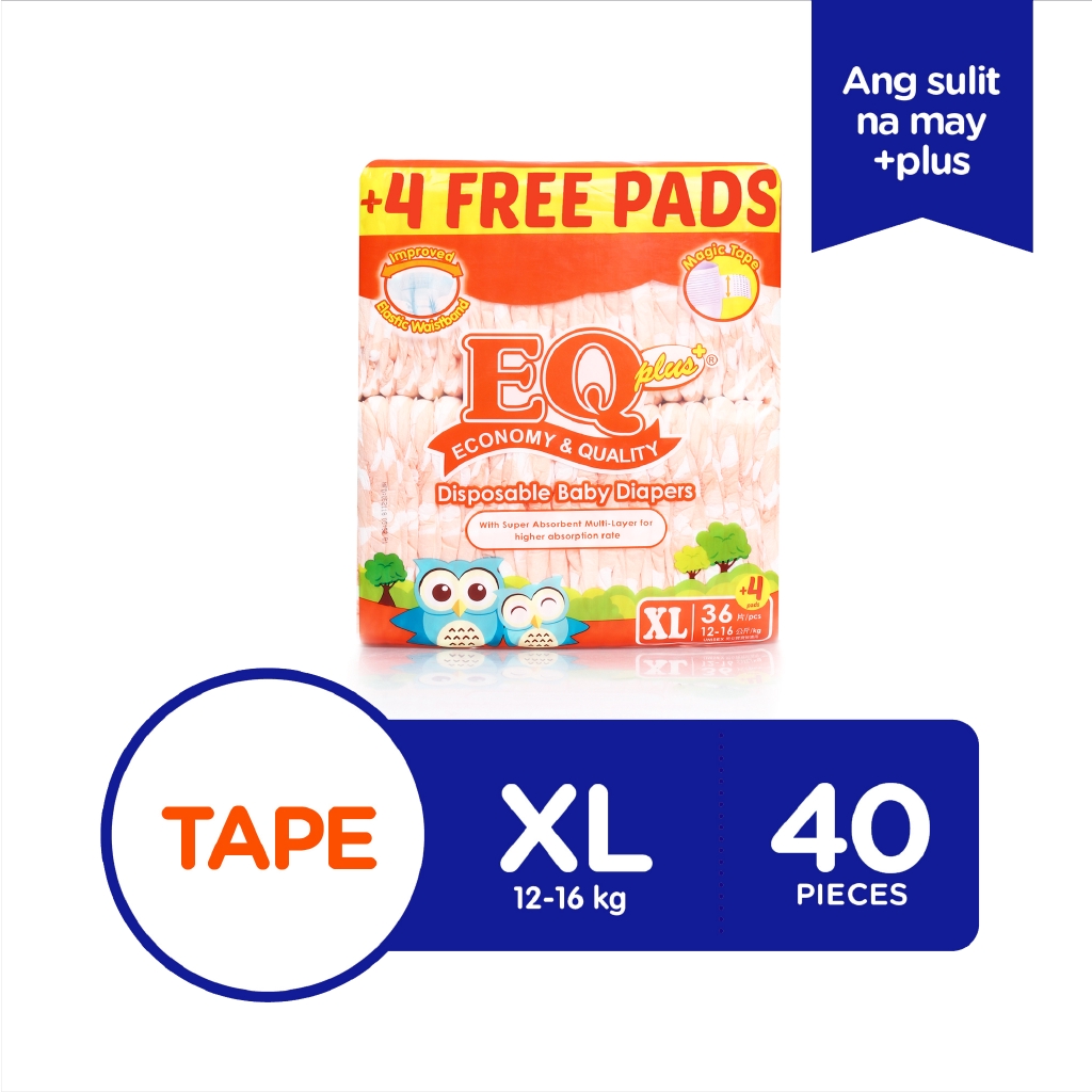EQ Plus Jumbo Pack XL 36's Tape Baby Diapers Shopee Philippines