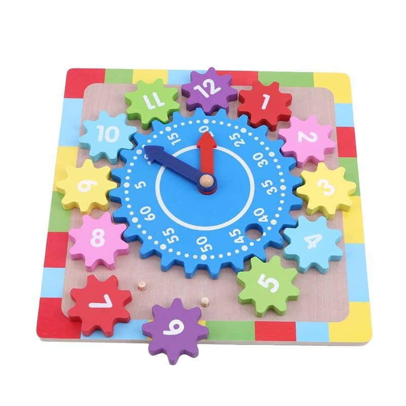 Wooden teaching clock for toddlers kids calendar time learning