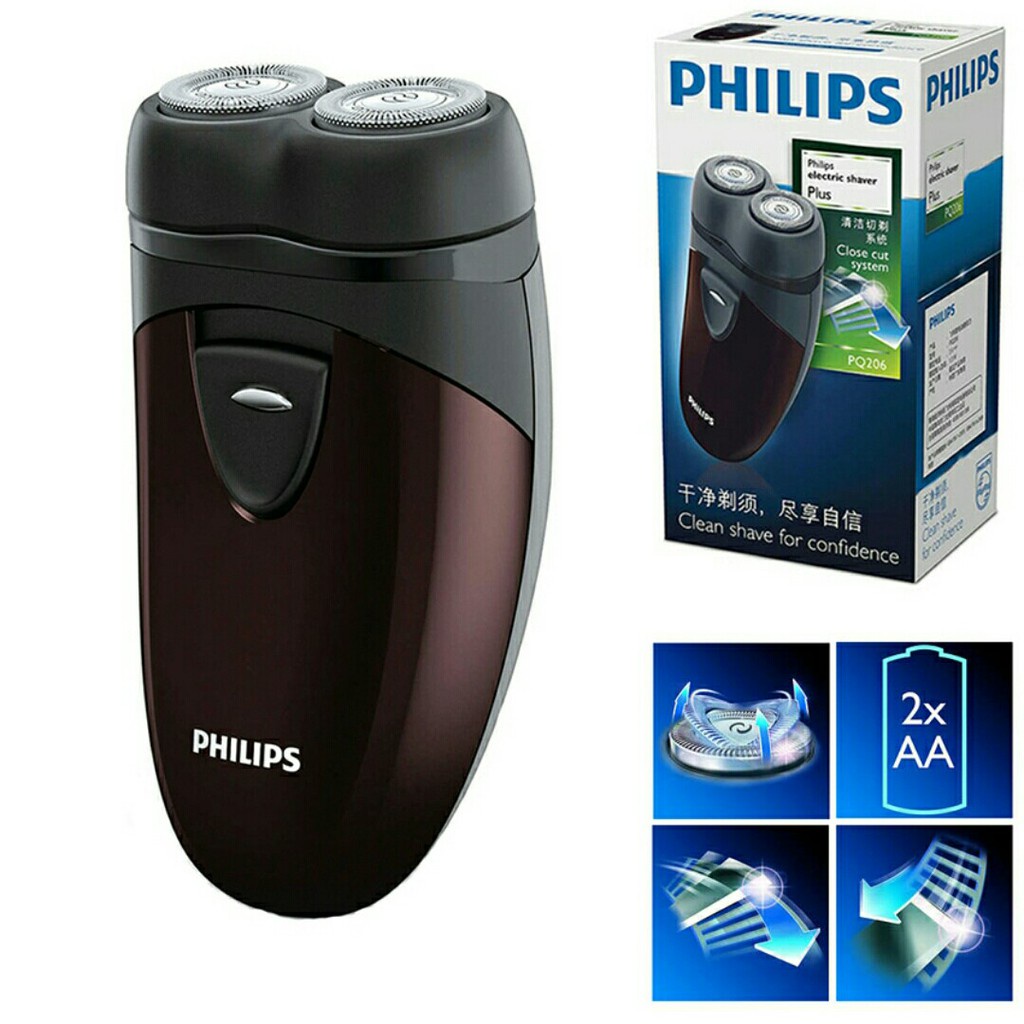Pq206 Electric Shaver (Cordless 2AA battery shaver) Convenient to carry