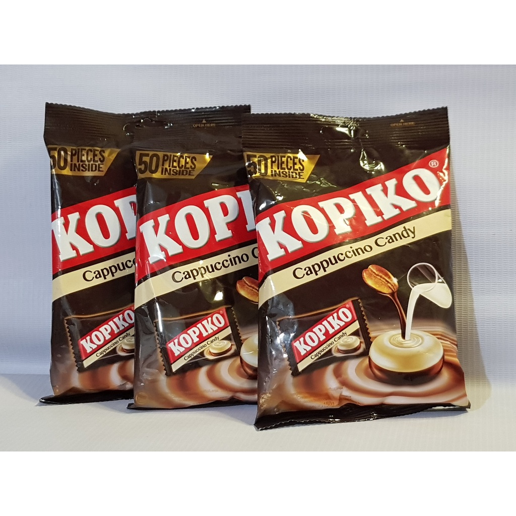 Kopiko CAPPUCCINO CANDY (pack of 3 x 150 grams) 50 pieces inside per pack Shopee Philippines
