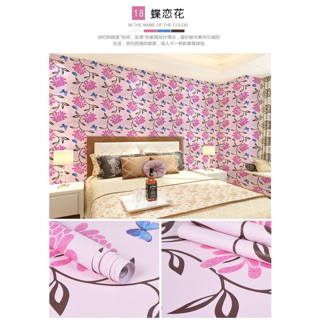 Pvc Wallpaper self adhesive home decor sticker waterfproof 10m*45cm Shopee Philippines