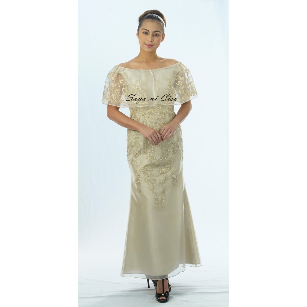 FILIPINIANA DRESS Embroidered Offshoulder Gown Philippine Filipiniana