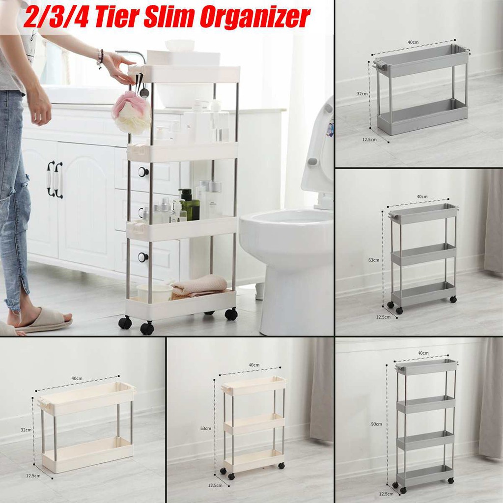 family life 4 Layer Gap Kitchen Storage Rack Slim Slide Tower Movable