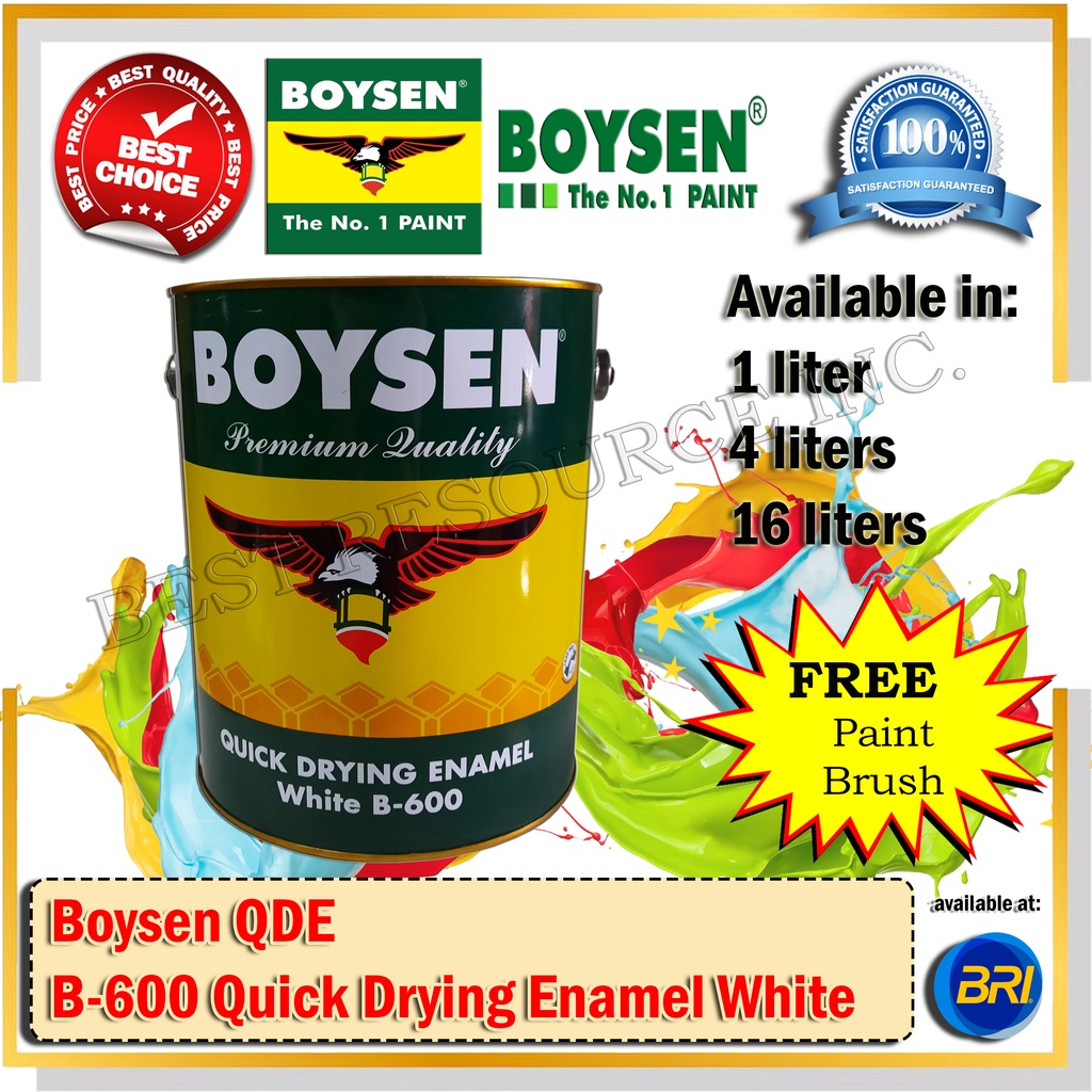 Boysen B600 Quick Drying Enamel White 4Liters (Gallon) With Free Paint