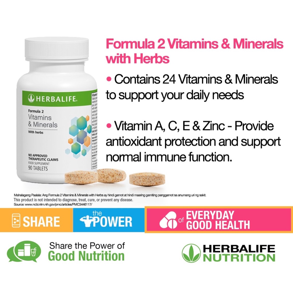 HERBALIFE VITAMINS & MINERALS WITH HERBS 90 TABLETS Shopee Philippines