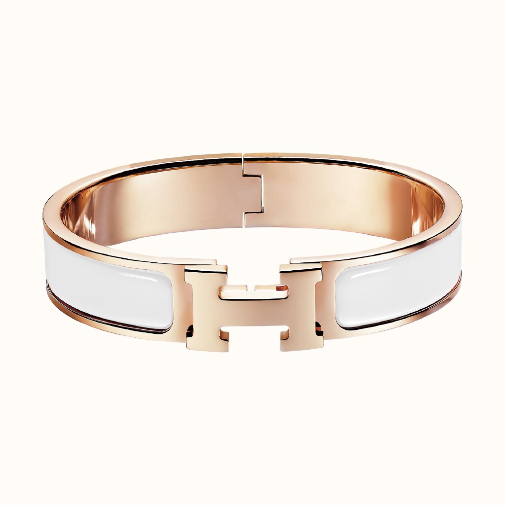 Hermes Bracelet HShaped Buckle Bangles Rose Gold Gilded Fashion