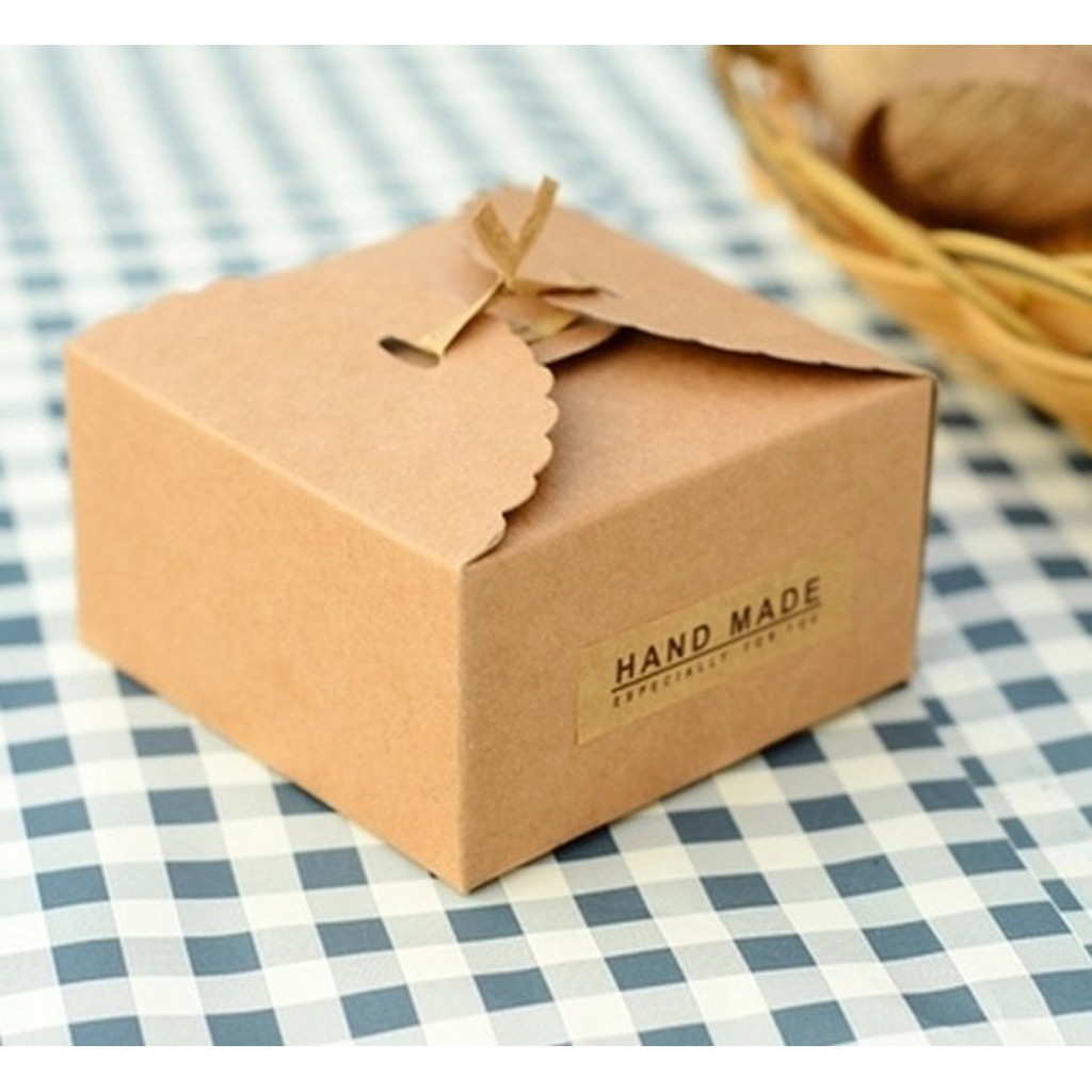 ♞Hellery♞ 12PCS Brown Kraft Paper Gift Boxes Party Wedding Box Square