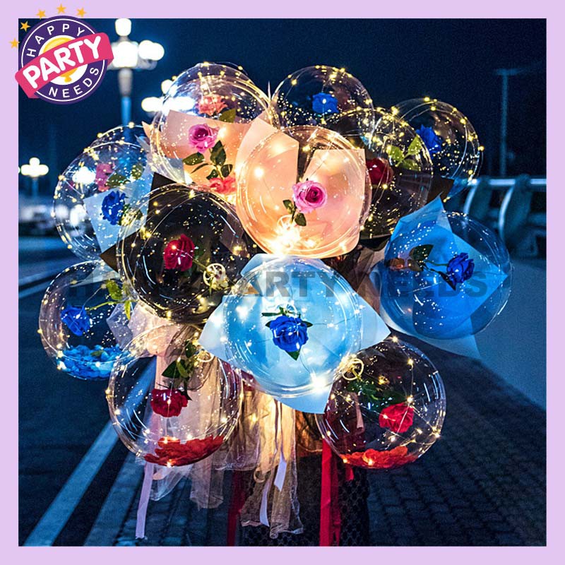 LED Rose Bouquet Luminous Balloon / Transparent Bobo Ball Rose Bouquet
