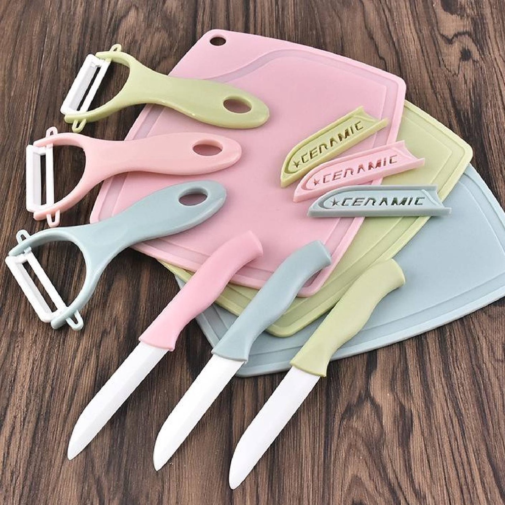 CZC 3pcs Ceramic Knife Set, Fruit Vegetable Chopping Knives, Pastel Color Kitchen Knife Set
