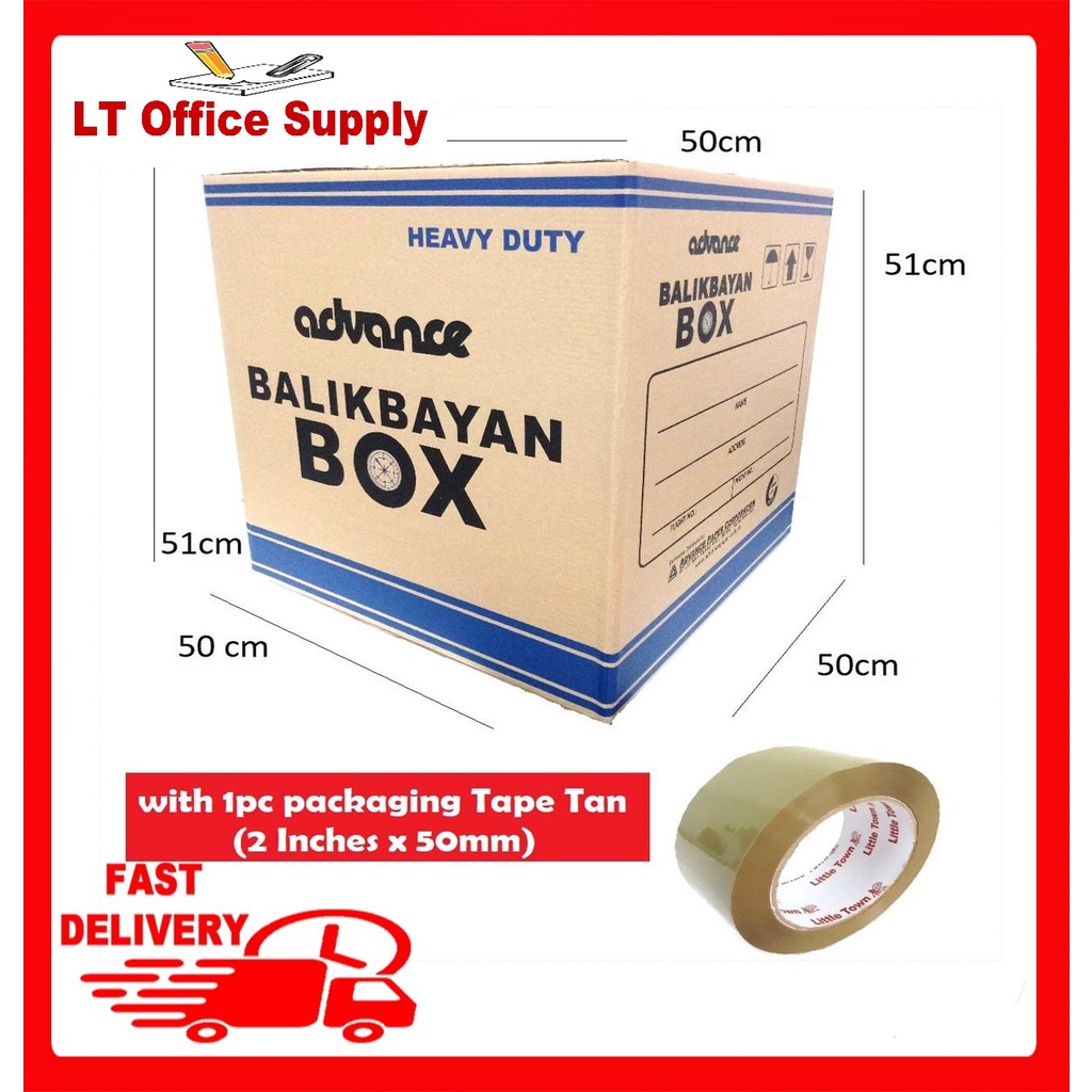 1 Box Heavy Duty Brown Balikbayan Box Storage Box with Packaging tape