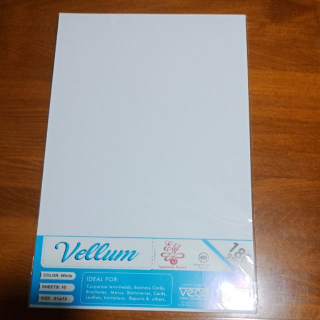 Vellum board white 180gsm long 8.5x13 10sheets Shopee Philippines