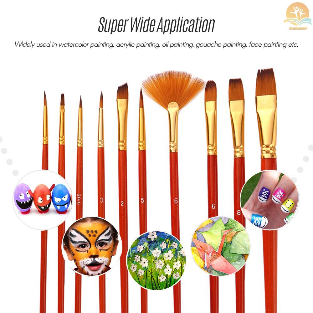 Ready Stock 10pcs Paint Brushes Set Kit Artist Paintbrush Multiple