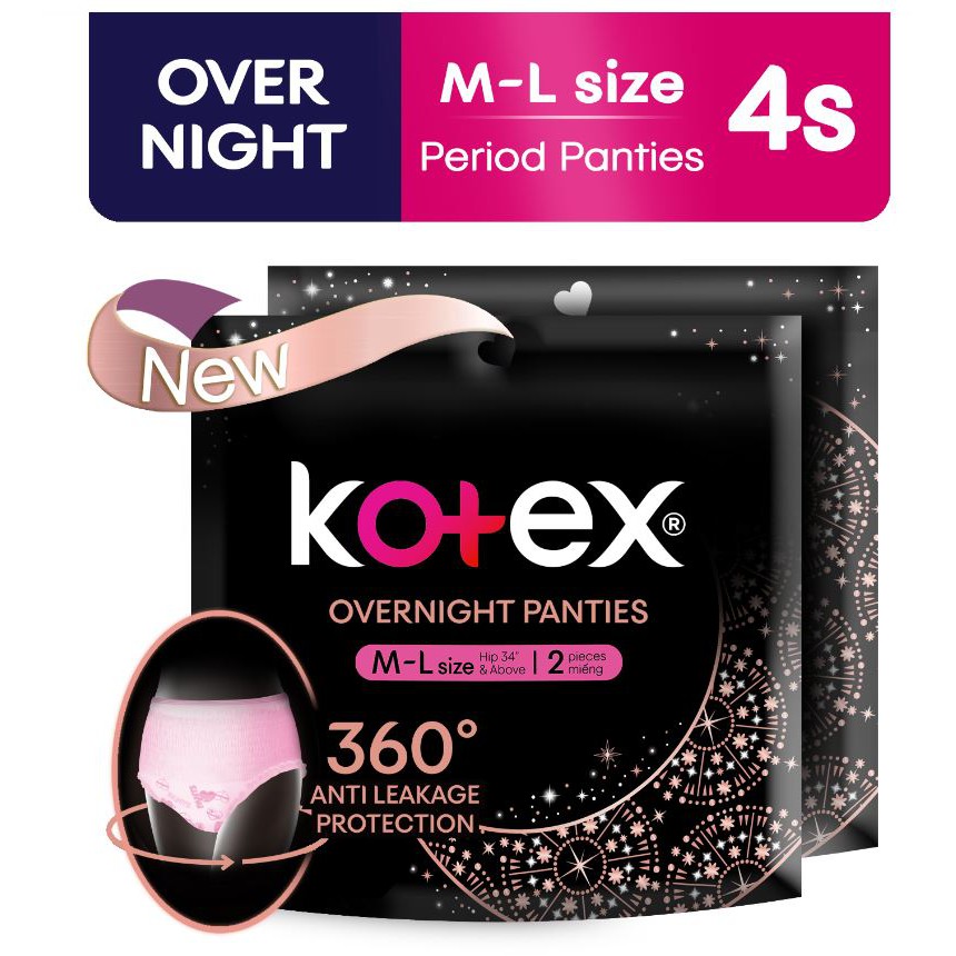 Kotex Overnight Menstrual Panties ML 2 Pads x 2 Packs (4 Pads