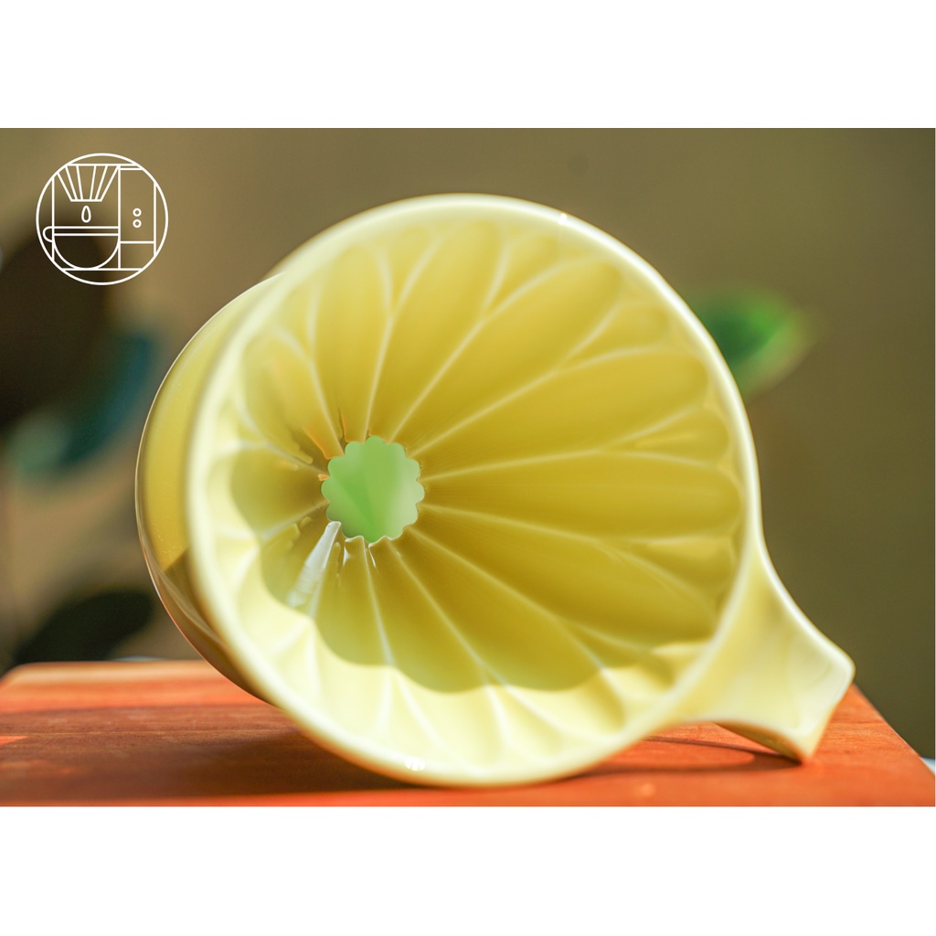 CEFEC Flower Ceramic Coffee Dripper Yellow 02 Size (24 Cups) Made in