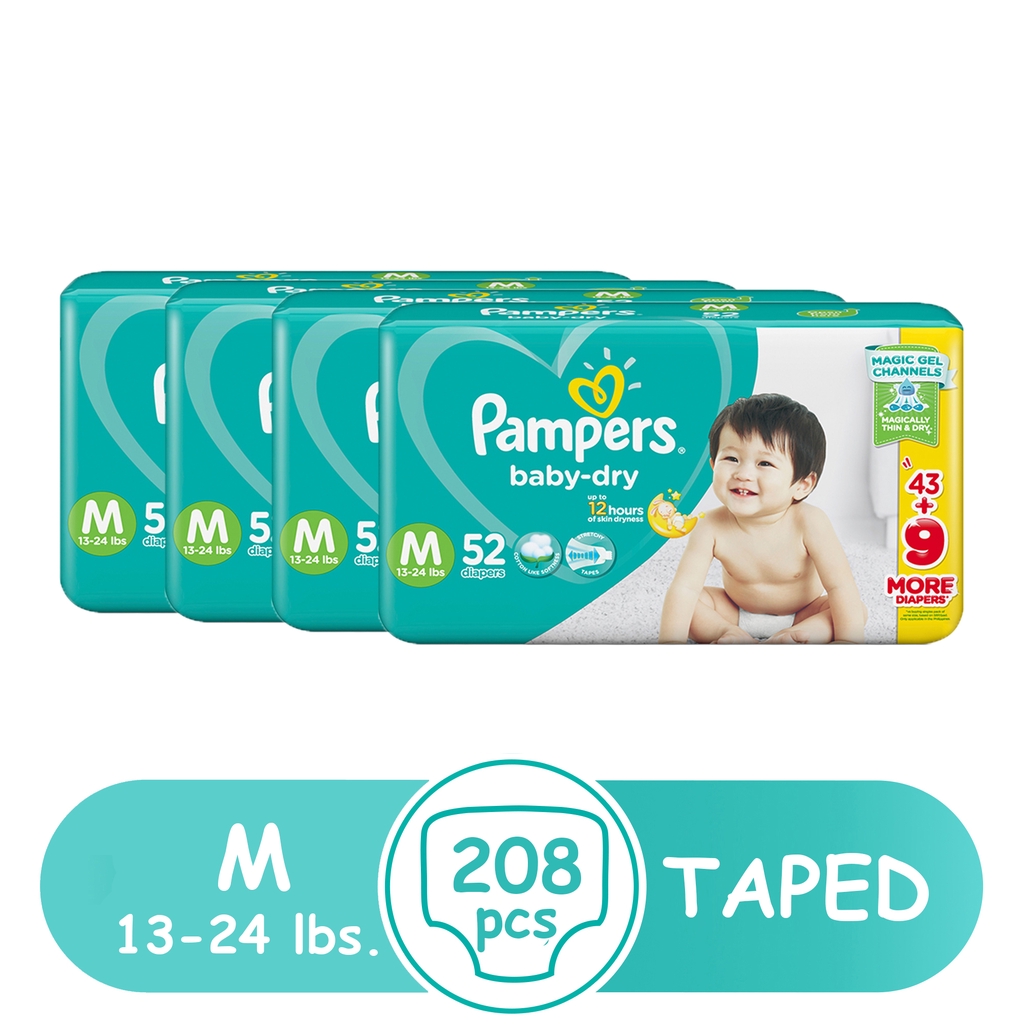 Pampers Baby Dry Taped Diapers Medium 52s x 4 packs Shopee Philippines