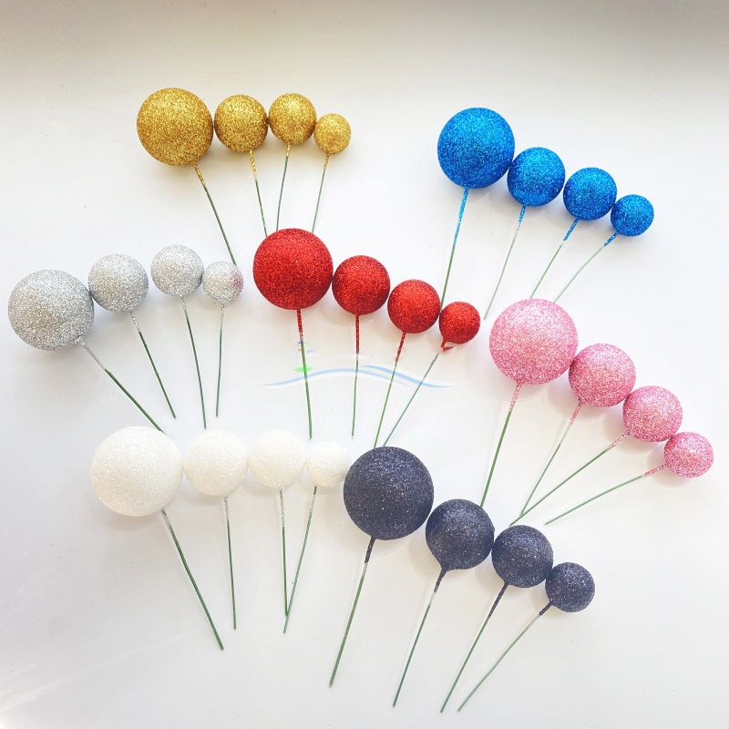 Golden Ball Cake Topper Birthday Party Cupcake Topper Christmas Ball