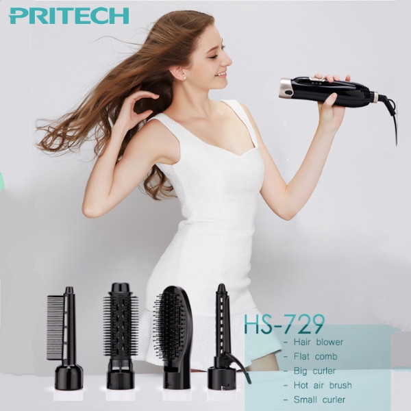 PRITECH Electric Hair Comb Brush Dryer Straightening Curler Hot