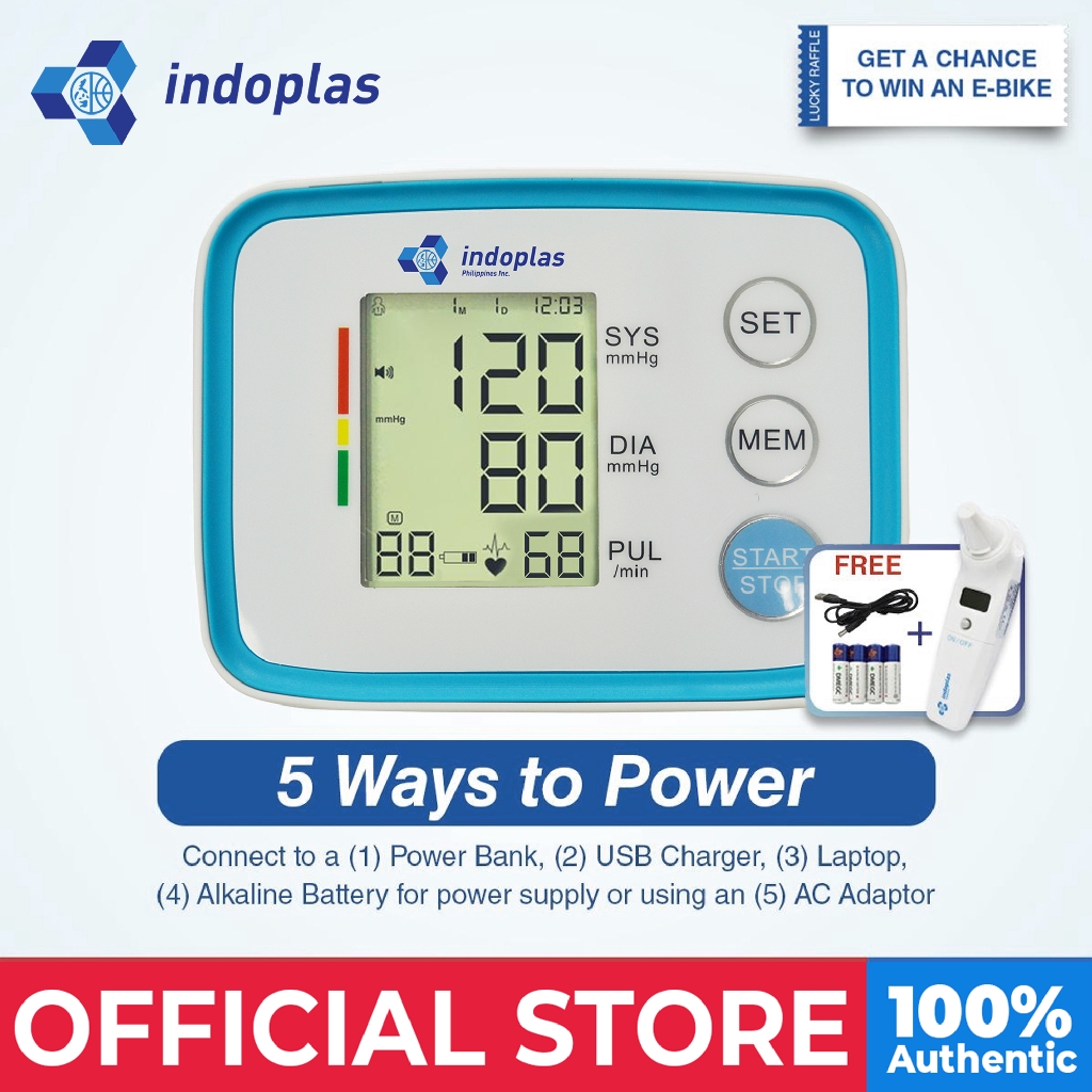 Indoplas USB Powered Automatic Blood Pressure Monitor IBP602 Free Ear