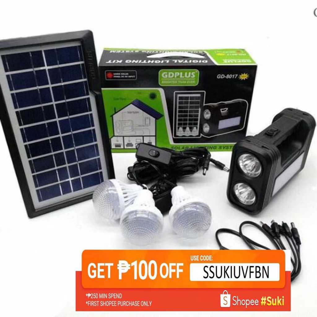 Gdlite Solar Lighting System 8017 . GDlite GD-8017 Plus Solar Lighting System Kit | Shopee ...