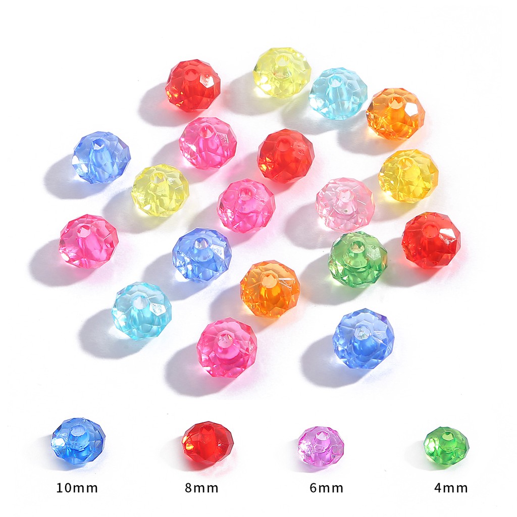50500 pcs 4/6/8/10 mm Acrylic Spacer Beads Faceted Crystal Loose