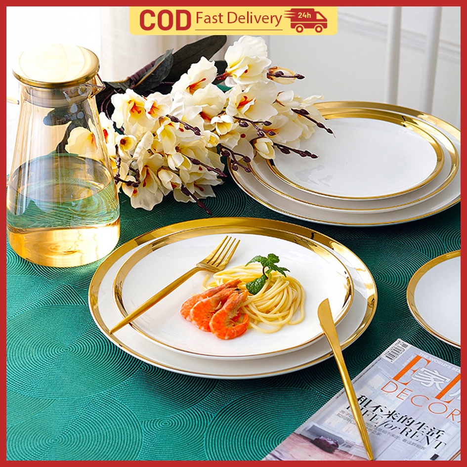 Ceramic Plate Nordic Tableware White Phnom Penh Plate 6inch/8inch/10inch Small Dish Dinner